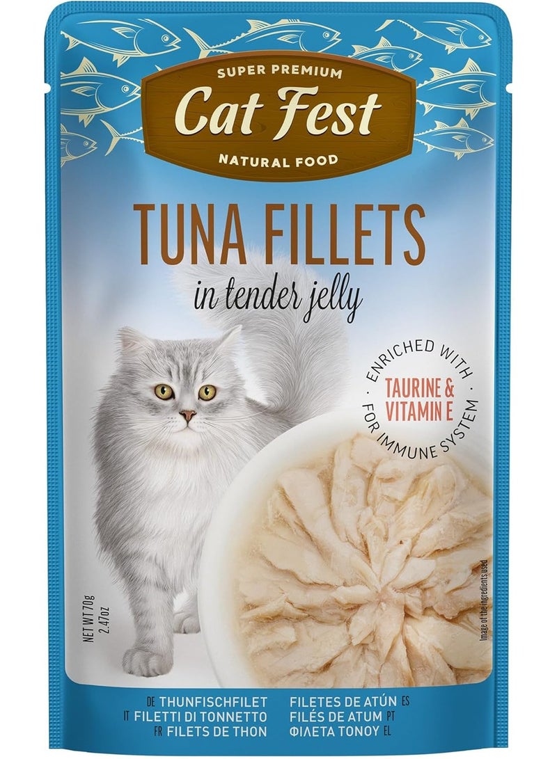 Cat Fest Tuna Fillets in Tender Jelly Wet Cat Food Rich in Taurine, Vitamin E & Omega 3, 70 g From Varmacy - Image 2